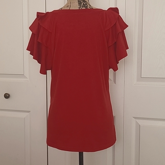 🌹Red Ruffle Sleeve Top - Picture 4 of 4